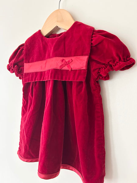 Vintage Velvety Red Dress • 3-6 months *