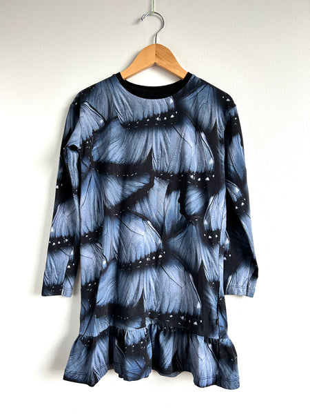 Molo Blue Butterfly Ruffle Dress • 7-10 years