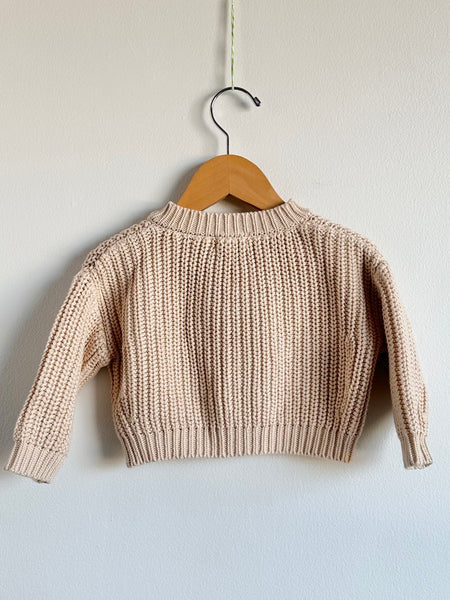 The Simple Folk Chunky Knit Cream Cardigan with Wooden Buttons • 3-6 months