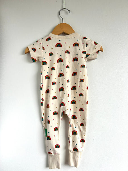 Parade Organics Short Sleeve Rainbow Cotton Zip Romper • 3-6 months