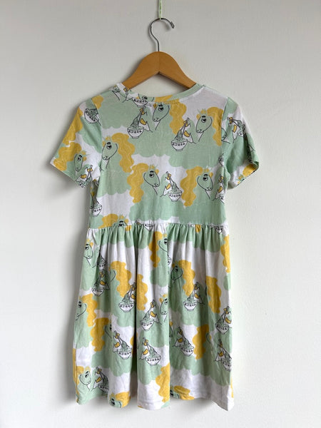 Mini Rodini Unicorn Eating Noodles Short Sleeve Dress • 8-9 years