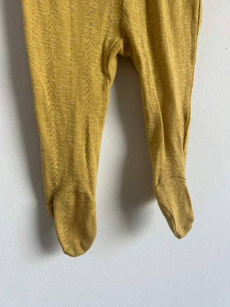Kate Quinn Yellow Pointelle Footed Pants • 0-3 months