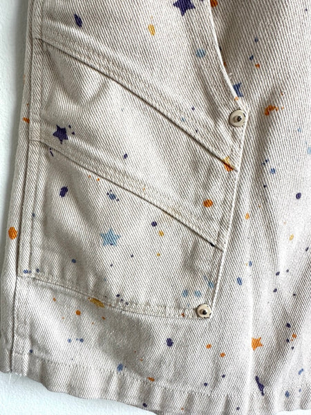 H&M Splatter Paint White Elastic Waist Denim Shorts • 6-8 years