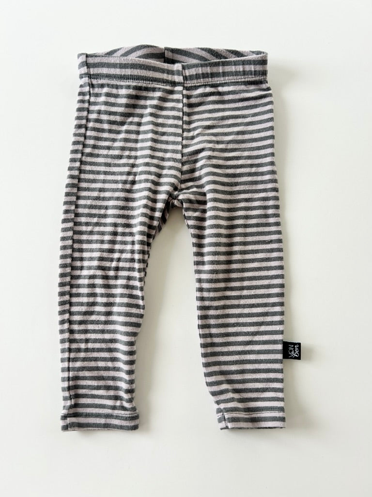 VonBon Striped Purple and Grey Leggings • 3-6 months *