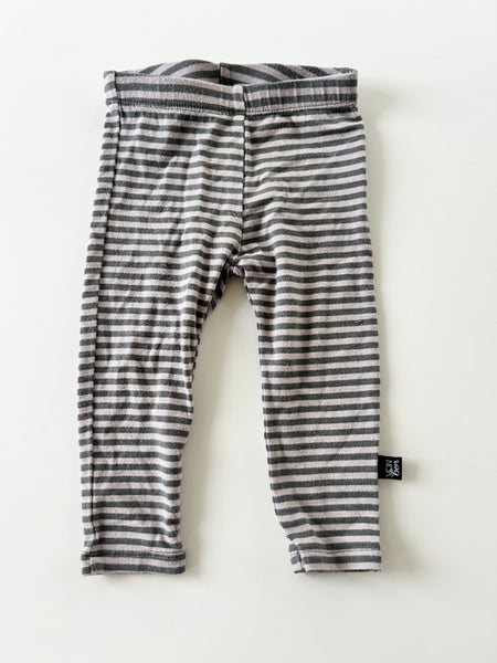 VonBon Striped Purple and Grey Leggings • 3-6 months *
