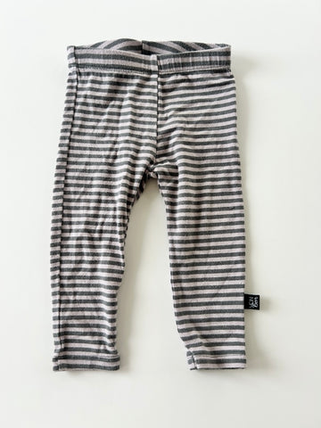 VonBon Striped Purple and Grey Leggings • 3-6 months *