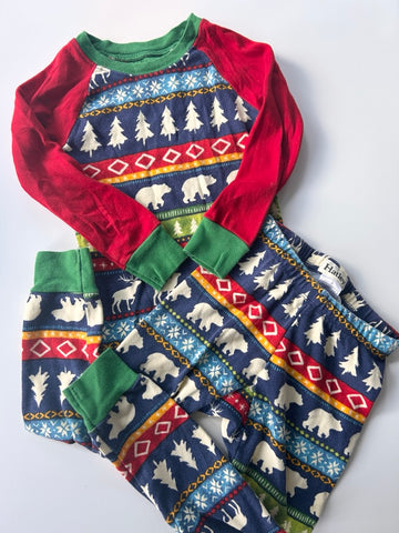 Hatley 2pc Blue and Green Fair Isle Style 2pc Jammies • 3 years *