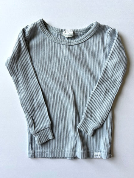 Firsts Baby Blue Ribbed Long Sleeve/Pants Set • 18 motnhs