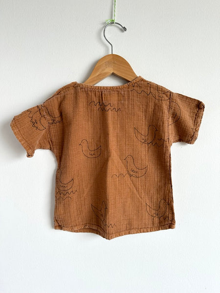 Bobo Choses Brown Duck Cotton Top • 18-24 months