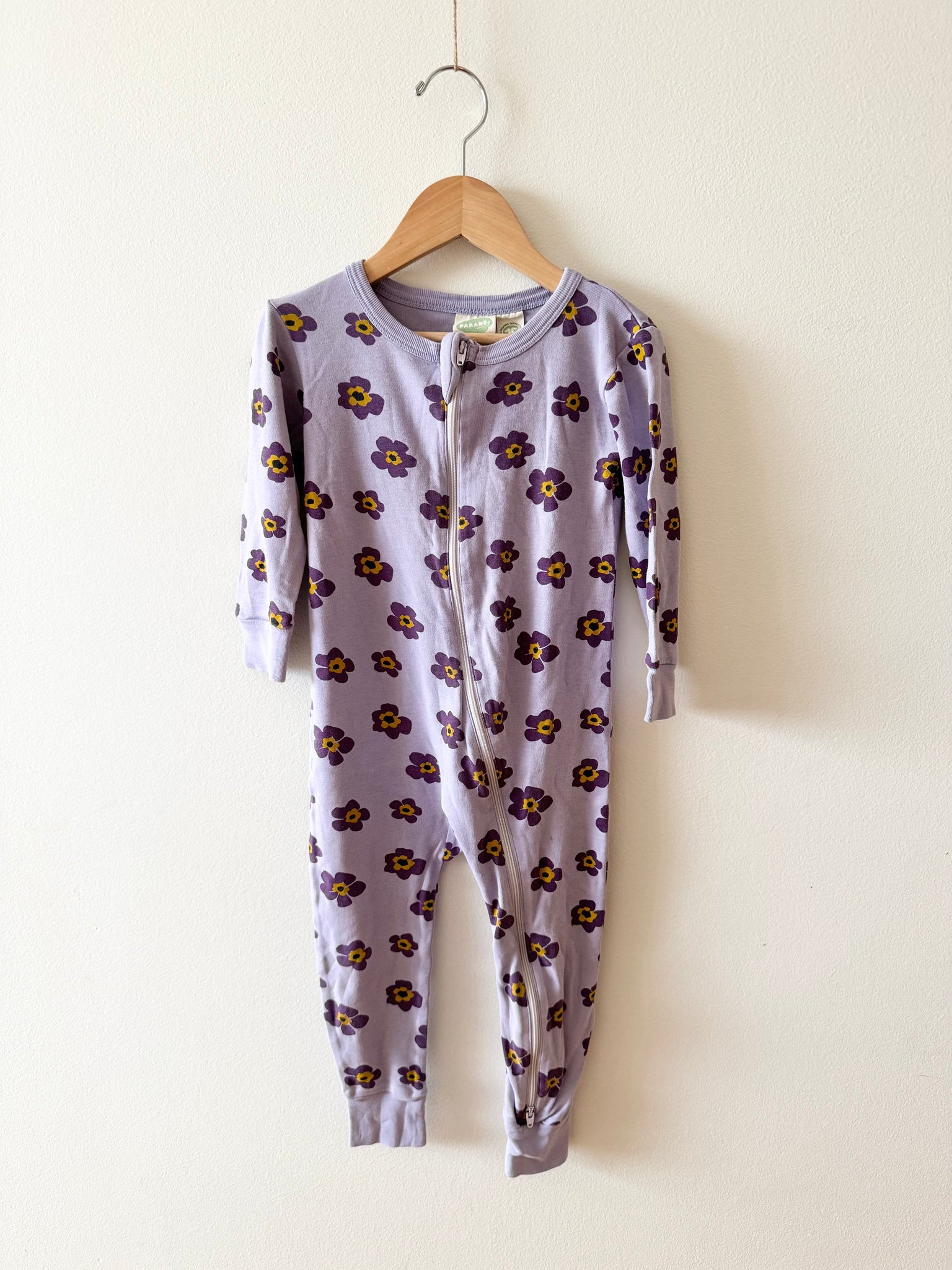 Parade Organics Purple Floral Romper • 2 years