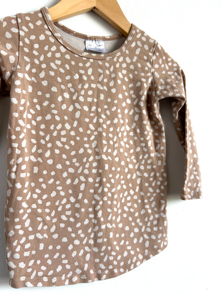 Jax and Lennon Light Brown and White Long Sleeve Top • 3-4 years