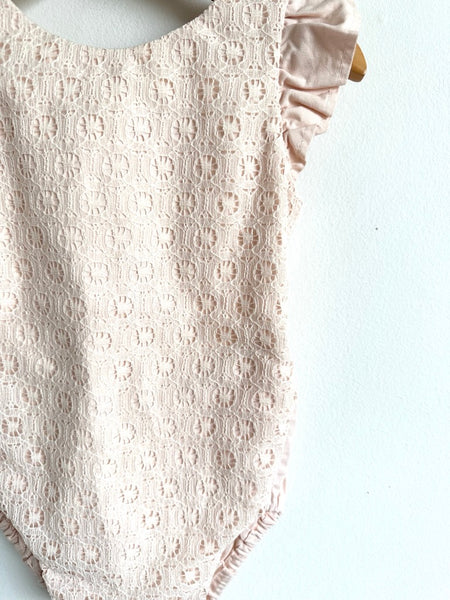 Nest & Nurture Pink Lace Tie Romper • 2T