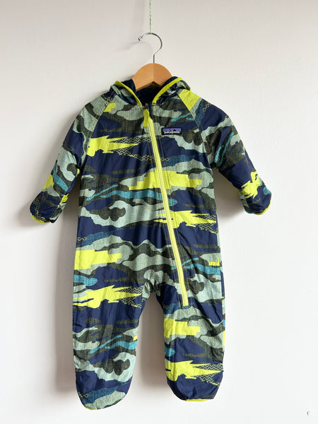 Patagonia Green and Blue Patterned Bunting Suit • 1-2 years
