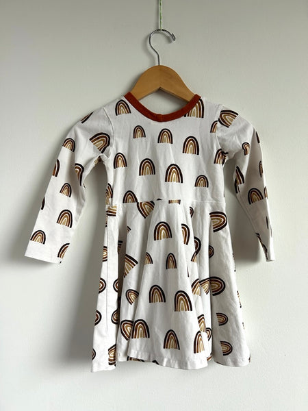 Finn and Ark Brown Rainbow Long Sleeve Dress • 3 years