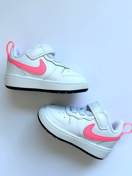 NEW Nike White and Pink Velcro Sneakers • 3.5c (18cm)