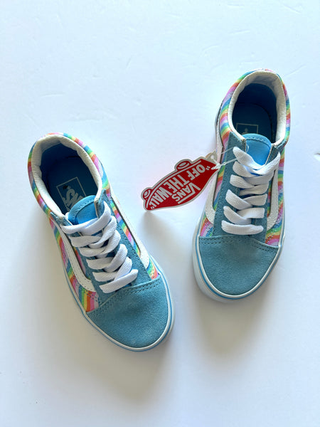 NEW Vans Blue and Rainbow Tie Up Shoes • 11c