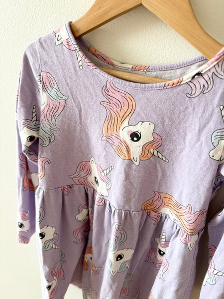 H&M Unicorn Long Sleeve Dress • 4-6 years