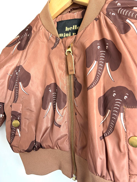 Mini Rodini Elephant Brown Bomber Jacket • 9-18 months