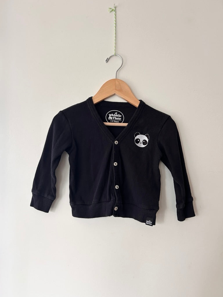 Whistle and Flute Panda Ribbed Cardigan • 1-2 years *
