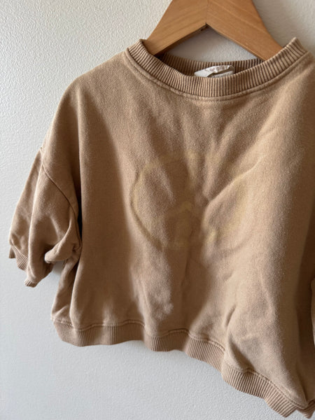 Summer in May Brown Boxy Peace Sign Sweatshirt • 2-3 years