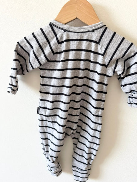 Bonds Ribbed Striped Wondersuit Grey and Black • 0-3 months