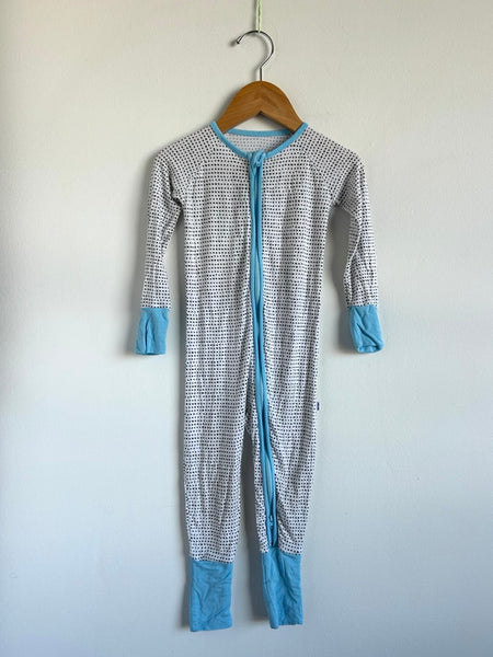 Little Sleepies White and Blue Black Polka Zipper Romper • 12-18 months