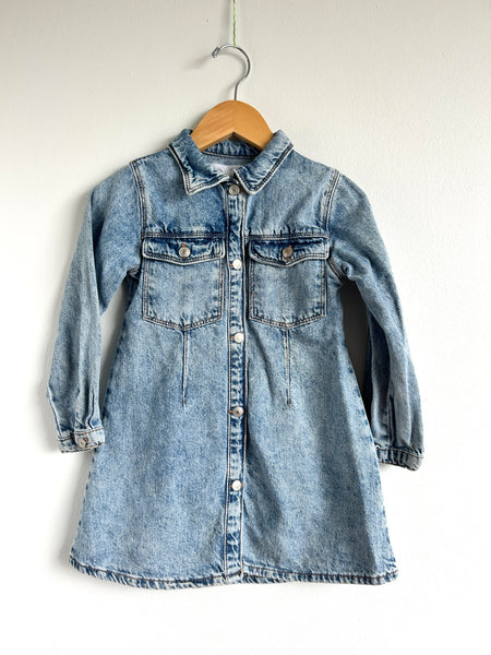 Zara Long Sleeve Denim Dress with Collar • 4-5 years