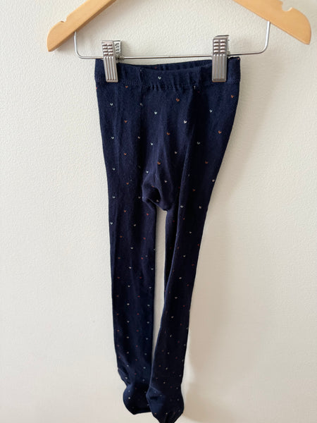 NEW Zara Navy Tights with Hearts • 6-7 years