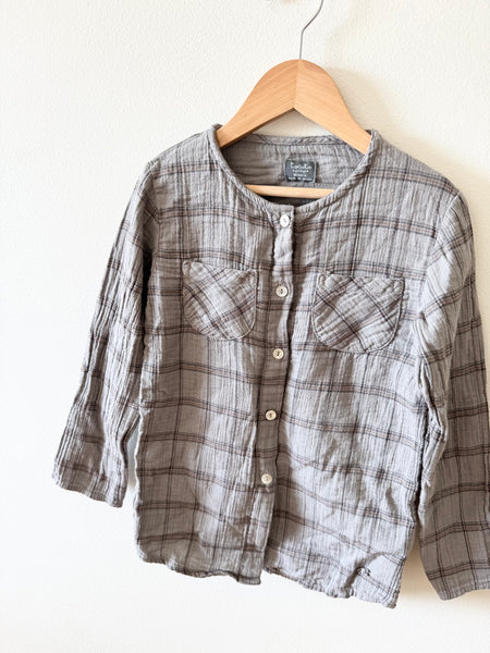 Tocoto Vintage Checkered Button Up Top • 7-9 years