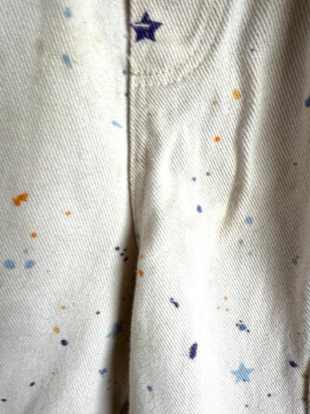 H&M Splatter Paint White Elastic Waist Denim Shorts • 6-8 years