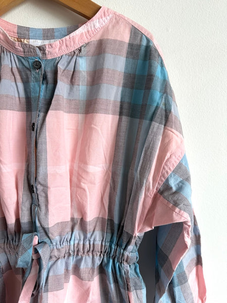 Burberry Pink Plaid Long Sleeve Cotton Dress • 8-10 years