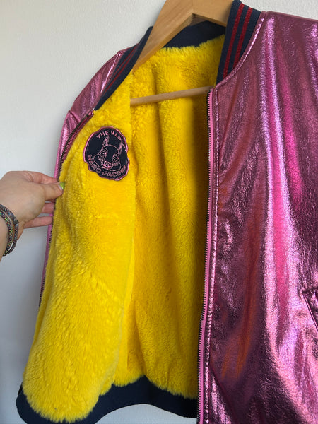 Marc Jacobs Reversible Fuzzy Yellow/Metallic Bomber Jacket • 8-11 years