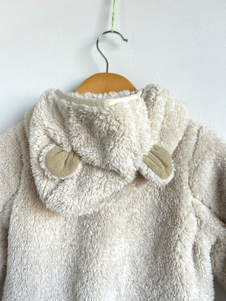 NEW The North Face White Fuzzy Ear Hooded Zip Up "Campshire" • 18-24 months