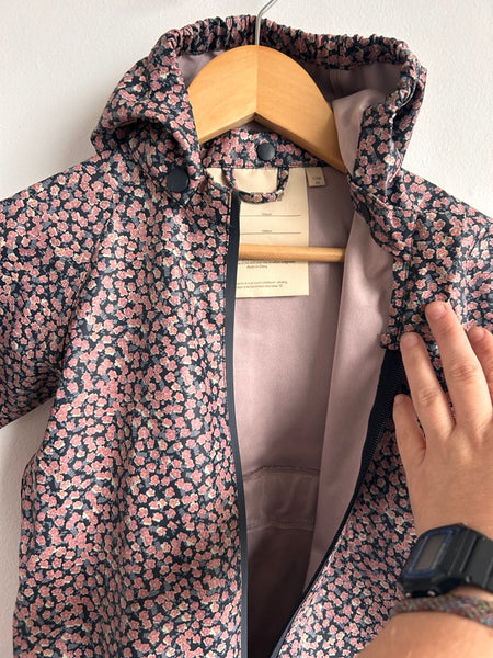 Wheat Pink and Blue Floral Rubberized Rainsuit • 18-24 months