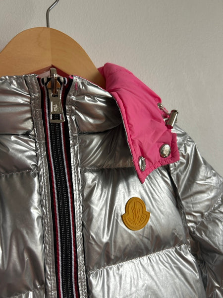 Moncler Backstage Reversible Down Pink and Silver Puffer Jacket • 5-7 years (120cm)