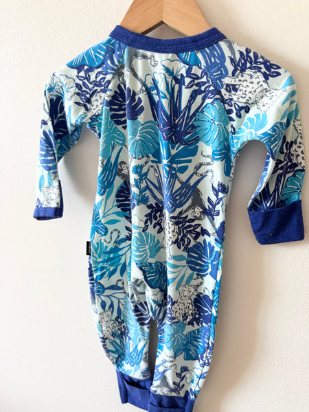 Bonds Blue Leopard and Fern Wondersuit • 3-6 months