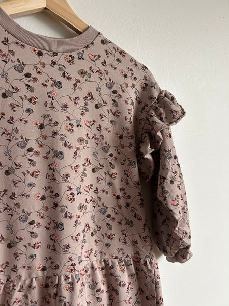 Wheat Long Sleeve Floral Purple Sweater Dress • 6-7 years