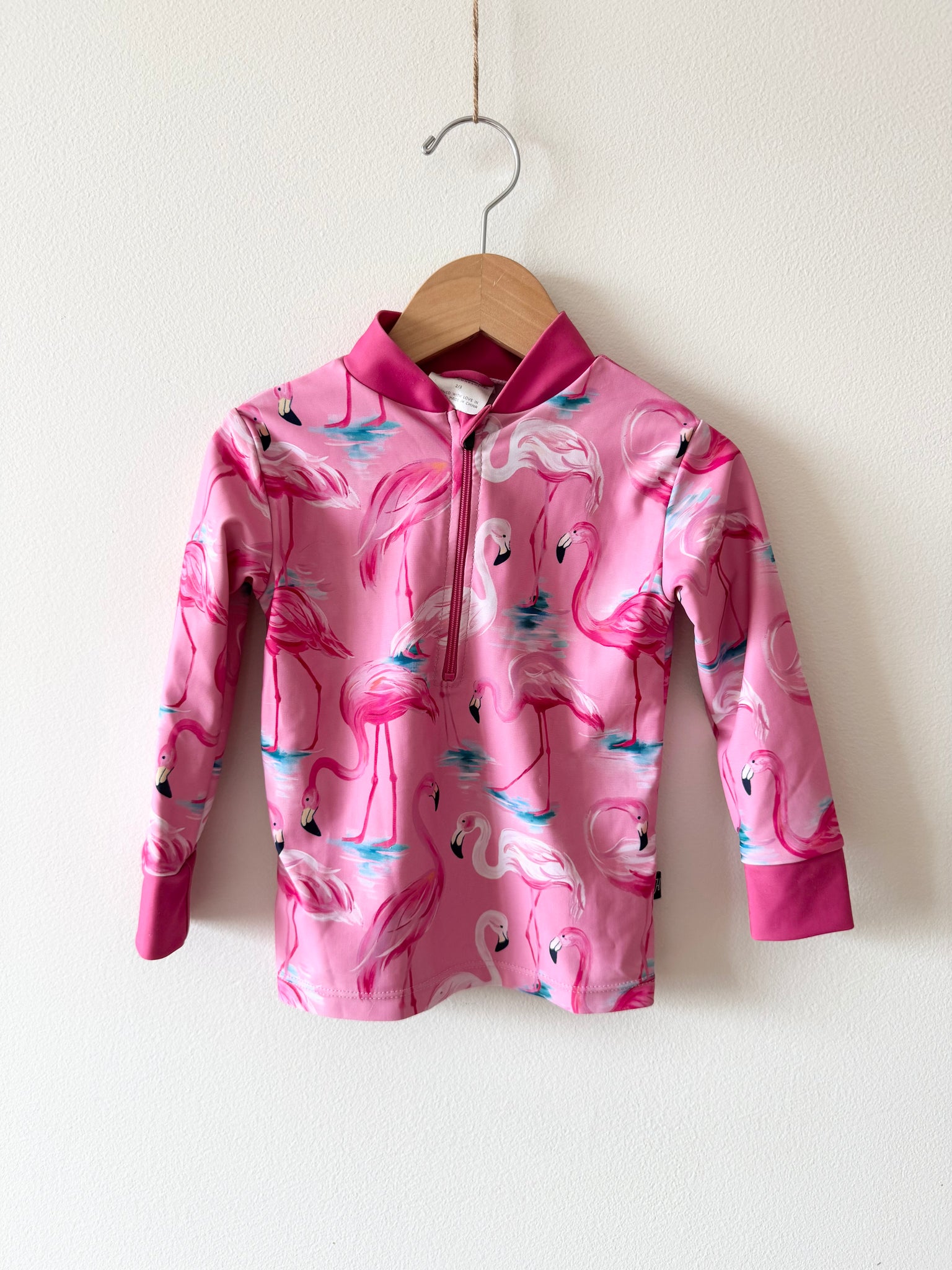 Honeysuckle Flamingo Rashguard Top • 2-3 years