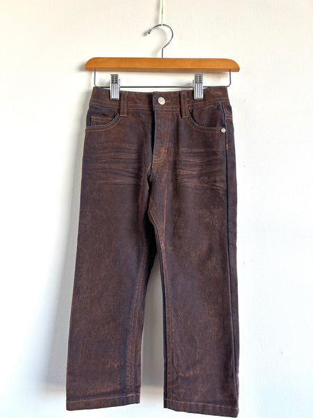 Souris Mini Brown Stretchy Jeans with Cactus on Pocket • 4-5 years