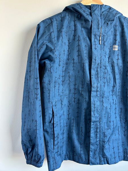 MEC Blue Tree Pattern Aquanator Rainjacket • 11-12 years