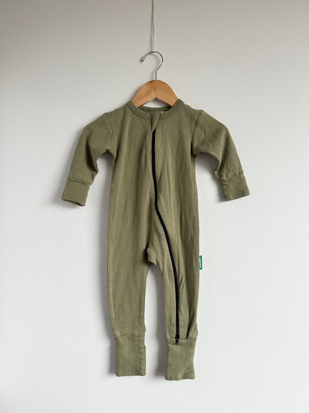 Parade Green Long Sleeve Cotton Romper • 6-12 months
