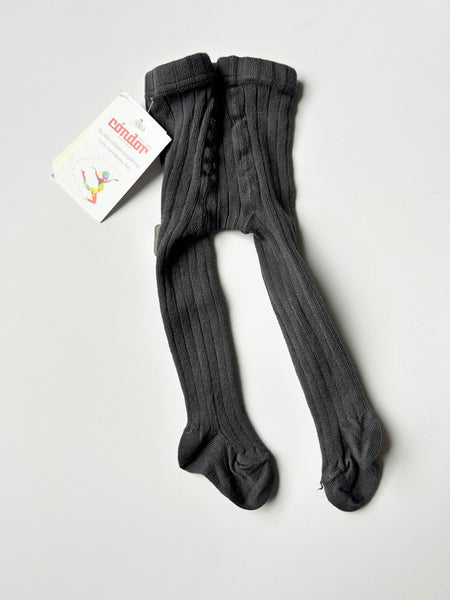 NEW Condor Grey Ribbed Tights • 0-3 months (000)