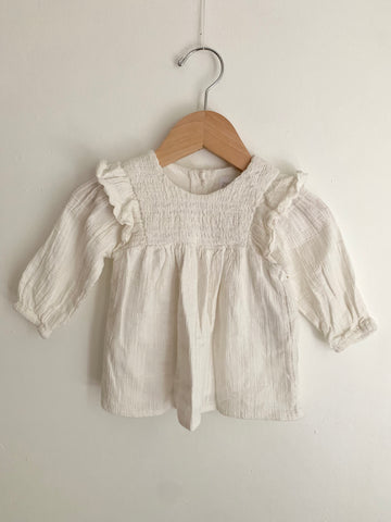 Zara White Smocked Dress • 0-3 months