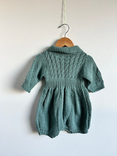 June Baby Handknit Blue Romper • 1-2 years