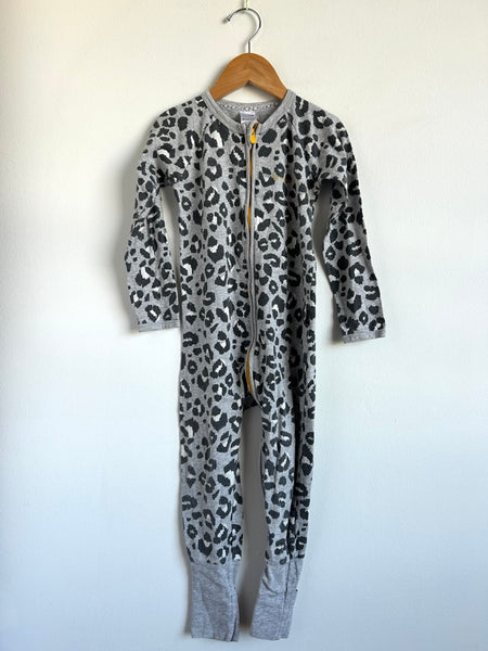 Bonds Grey Leopard Zip Romper • 3 years