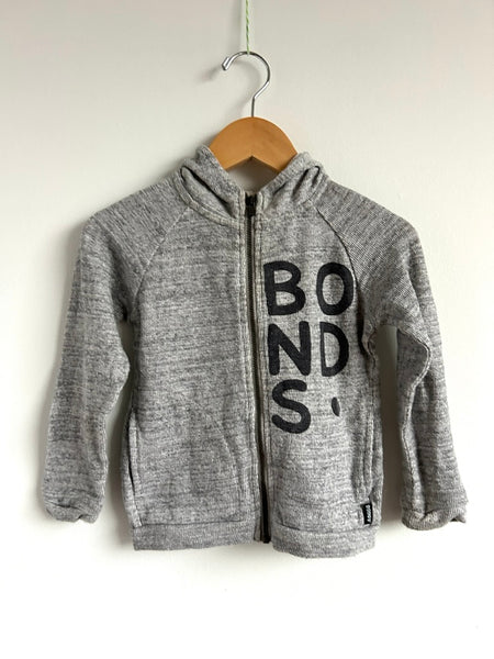 Bonds Grey Zip Up Logo Hoodie • 3 years