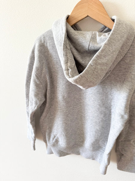 Bonpoint Grey Hoodie with Rainbow Writing • 3-5 years