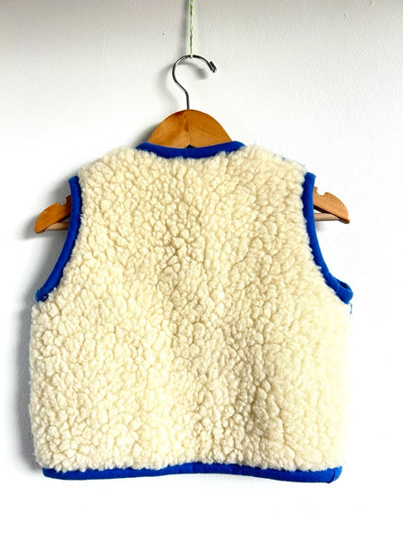 NEW Merino Wool Blue and Cream Colourblock Vest • 2-4 years