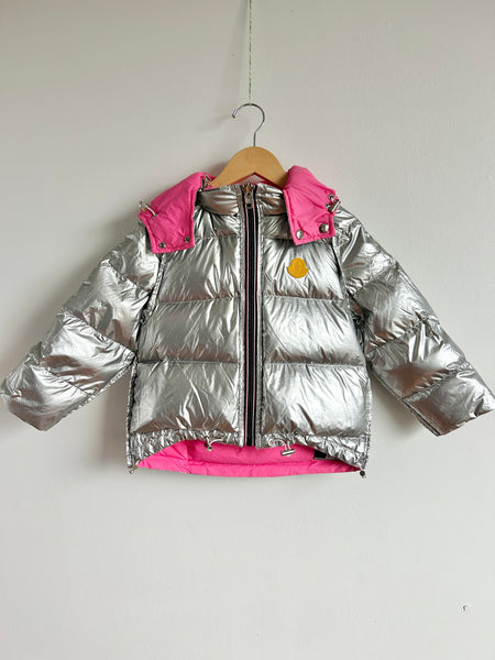 Moncler Backstage Reversible Down Pink and Silver Puffer Jacket • 5-7 years (120cm)