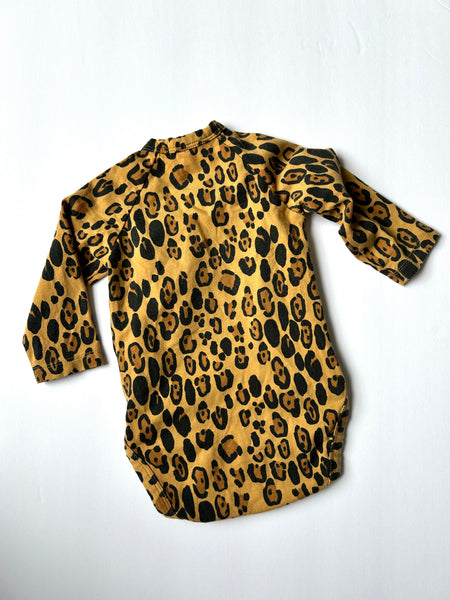Mini Rodini Leopard Kimono Bodysuit • 2-4 months